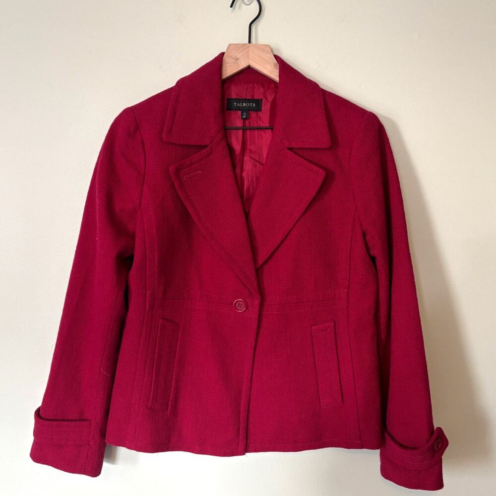 Talbots Cotton Blazer Size 12 Raspberry Red